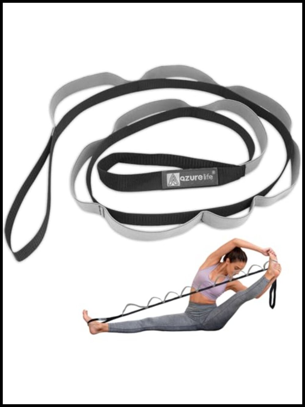 Half-Elastic Stretch Strap with 11 Loops for Physical Therapy Yoga Pilates